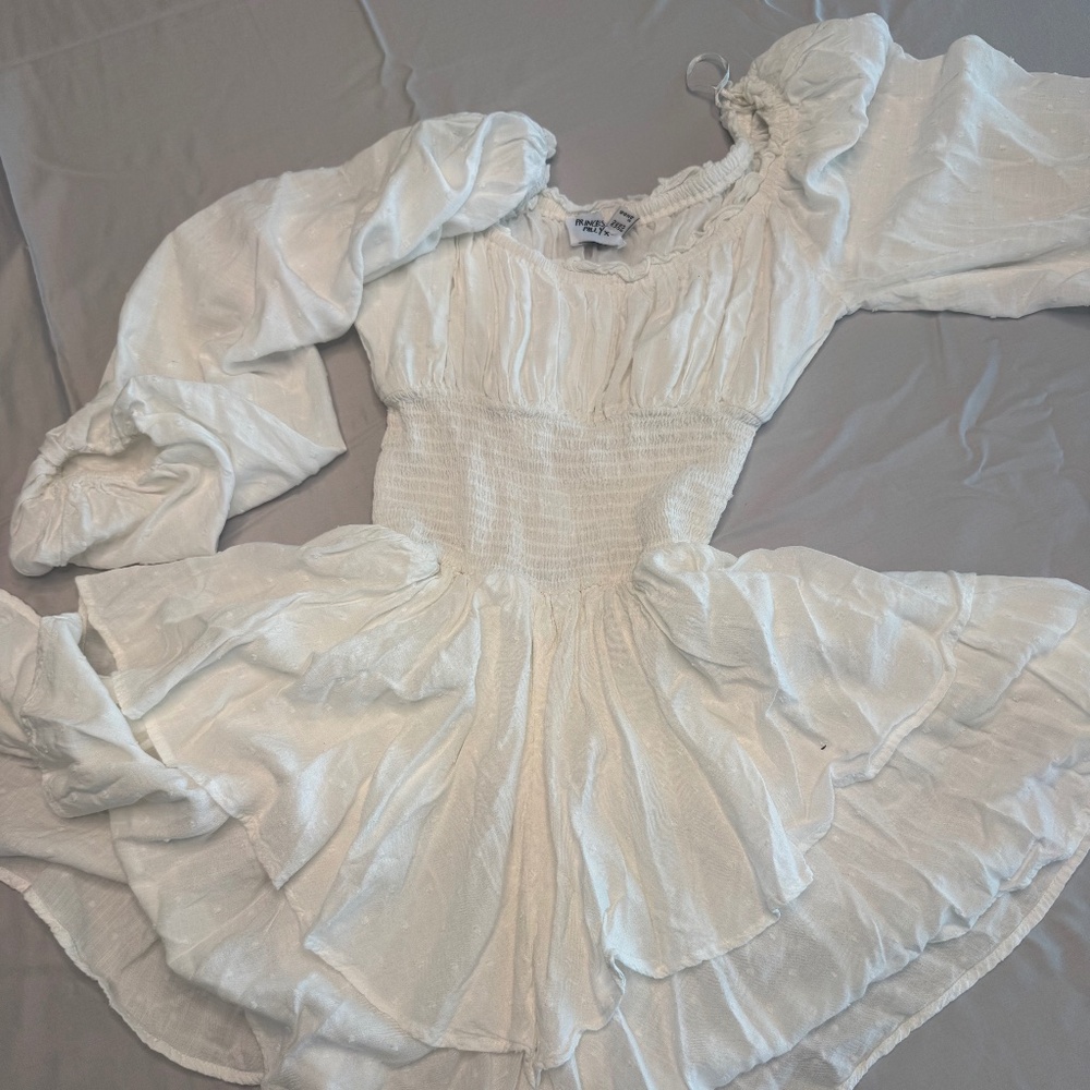 Princess Polly Princess Polly Love Galore White Long Sleeve Romper | Sz: 2